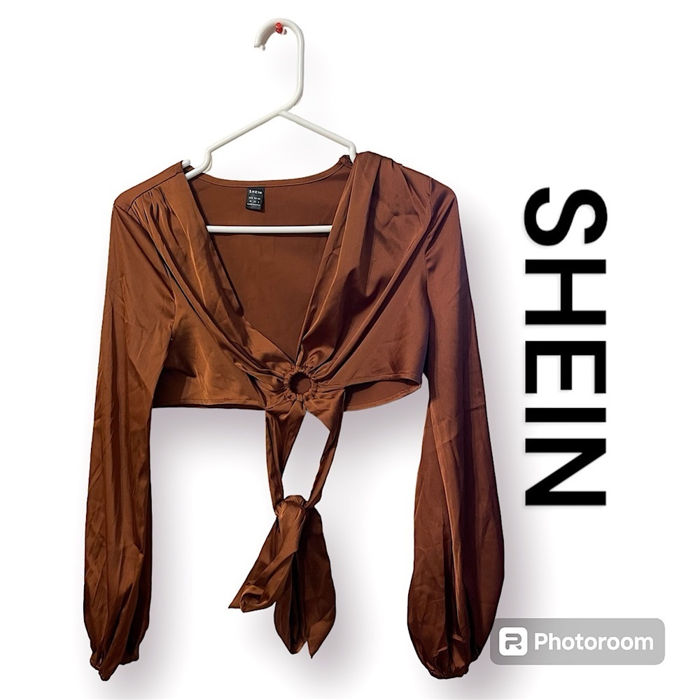 SHEIN WOMENS SIZE M BROWN CROP TOP WITH STRAPS